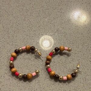 Colorful Beaded Hoop Earrings